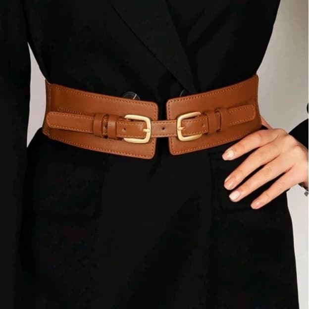 Cinto Elástico Feminino Elegante Retrô Com Fivelas Ajustáveis