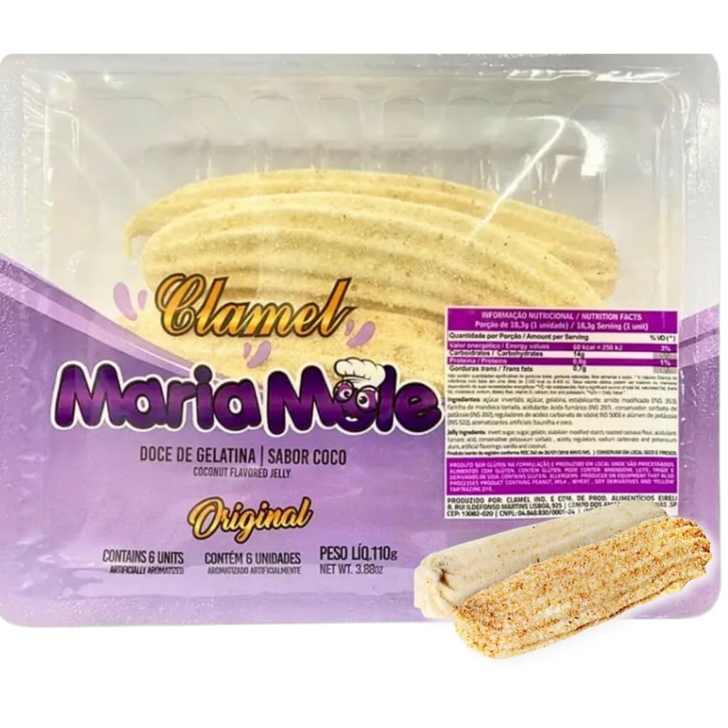 Doce Maria Mole Display 6 unid Sabor Coco Gelatina Clamel 110g