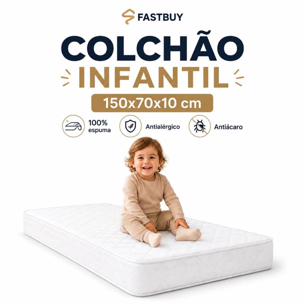 Colchão Infantil 150x70x10 Mini Cama Espuma D18 Antialérgico Antiácaro Cama Montessoriana Juvenil