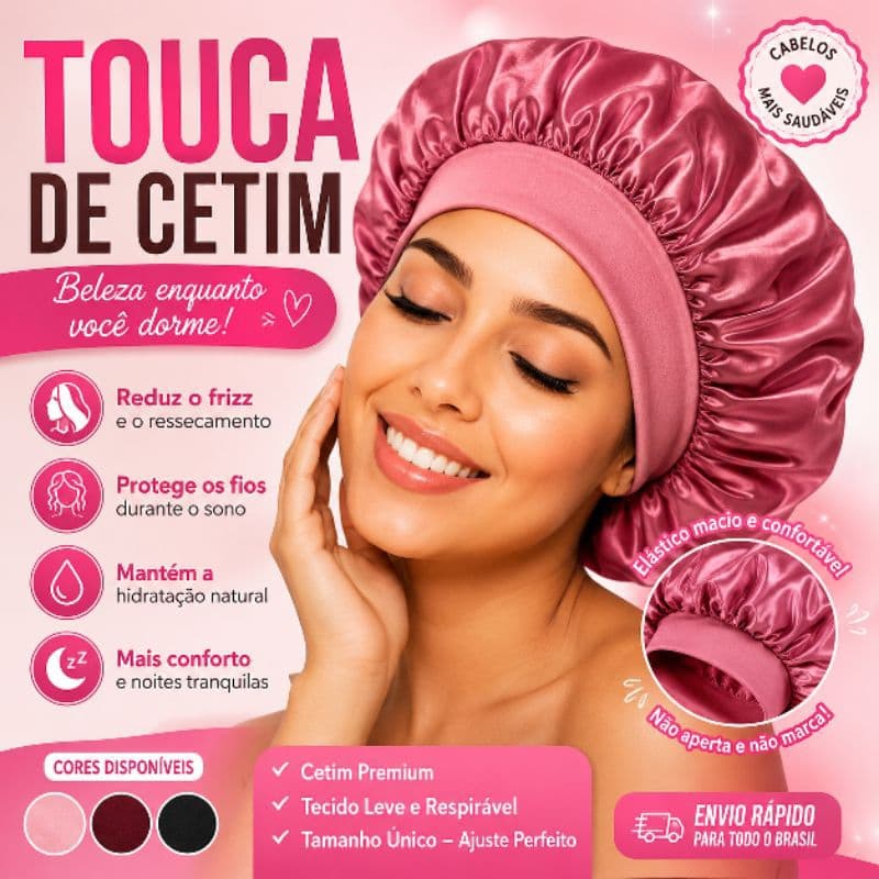 Touca de Cetim dupla face com faixa de malha diversas cores, touca de cetim para cabelos cacheados