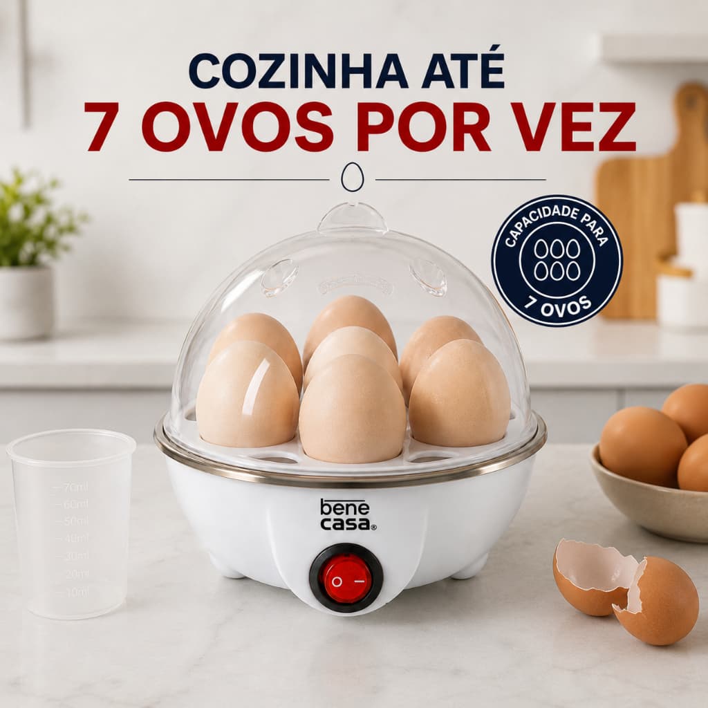 Cozedor de Ovos Elétrico a Vapor 7 Ovos Legumes  Egg Cooker Portátil Rápido Multifuncional 110V e 220V