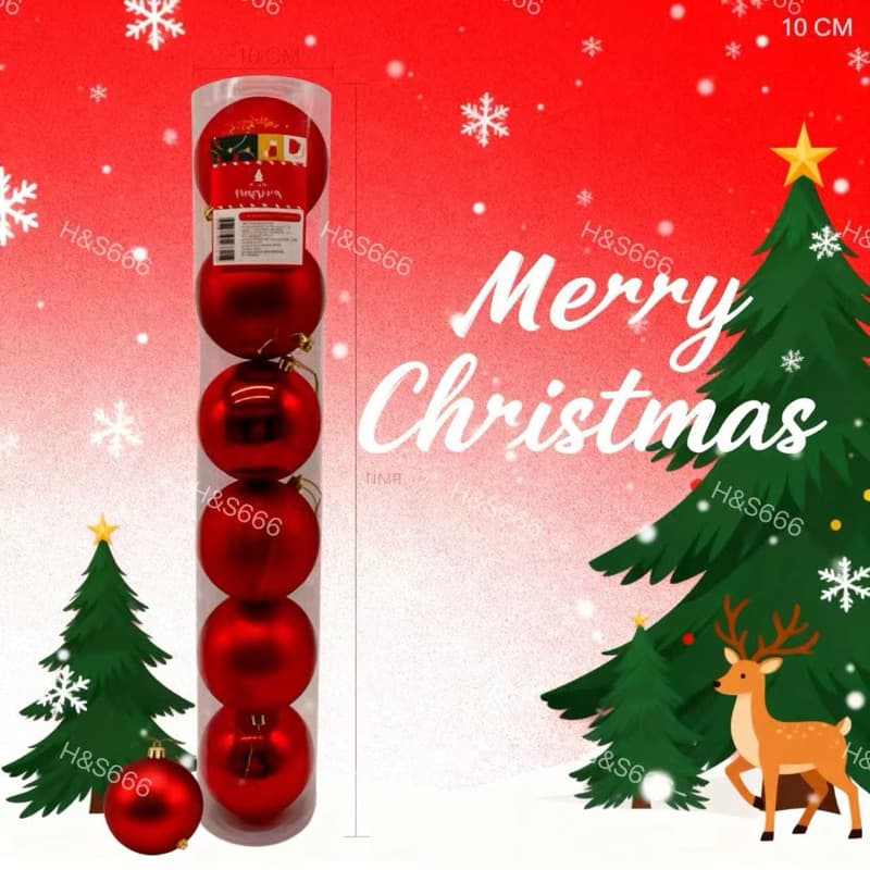 Kit Bola de Natal Decorativa Vermelha / dourado 10 cm 6unid.