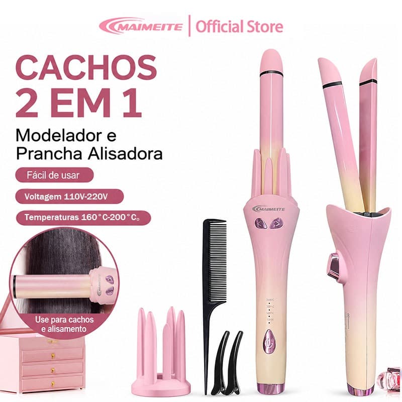 MAIMEITE Modelador Automático De Cachos E Chapinha Modelador e Alisador 2 em 1 Aquecimento Rápid 110v e 220v Bivolt S885