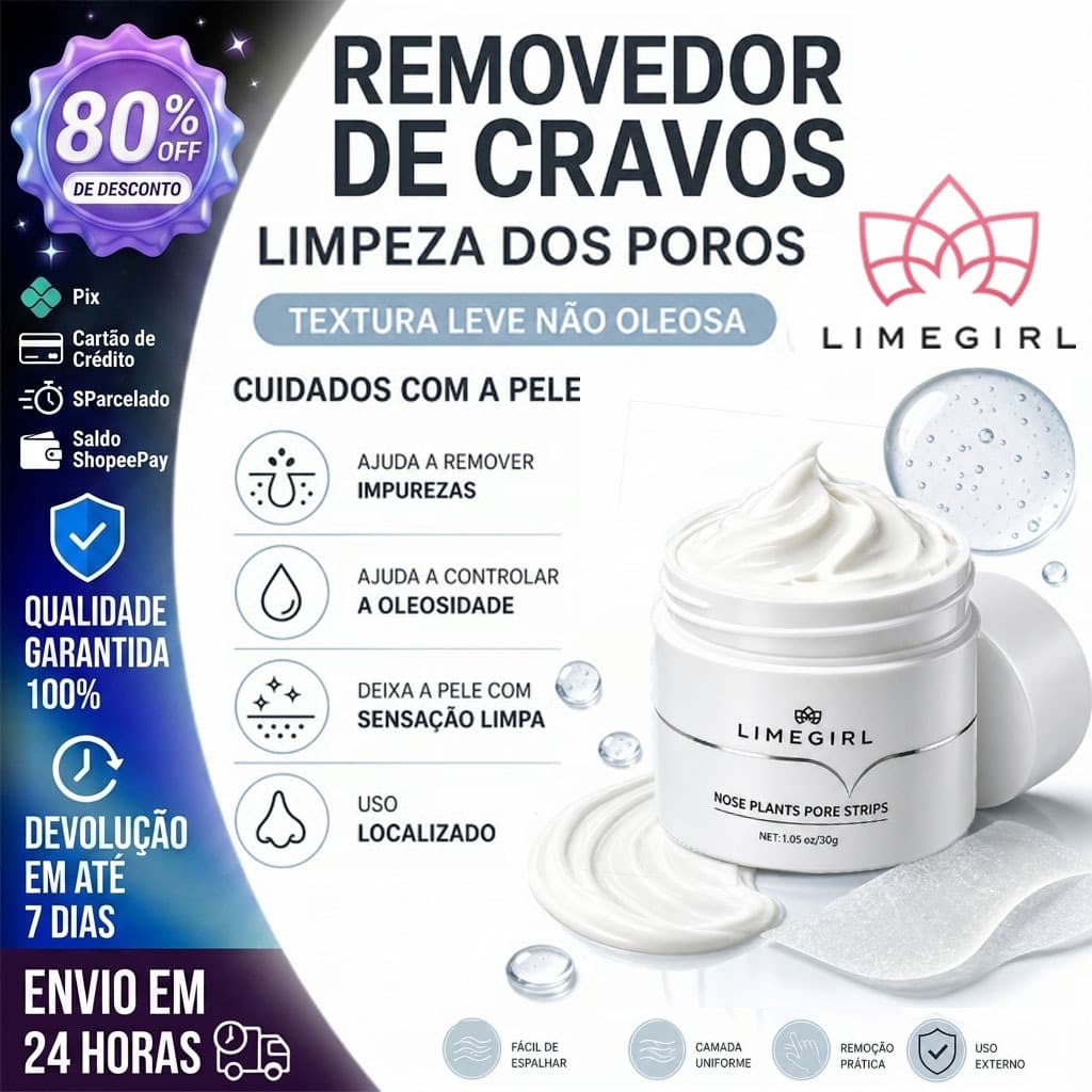 【LIMEGIRL】 Removedor de Cravos Limpeza dos Poros Textura Leve Não Oleosa Cuidados com a Pele