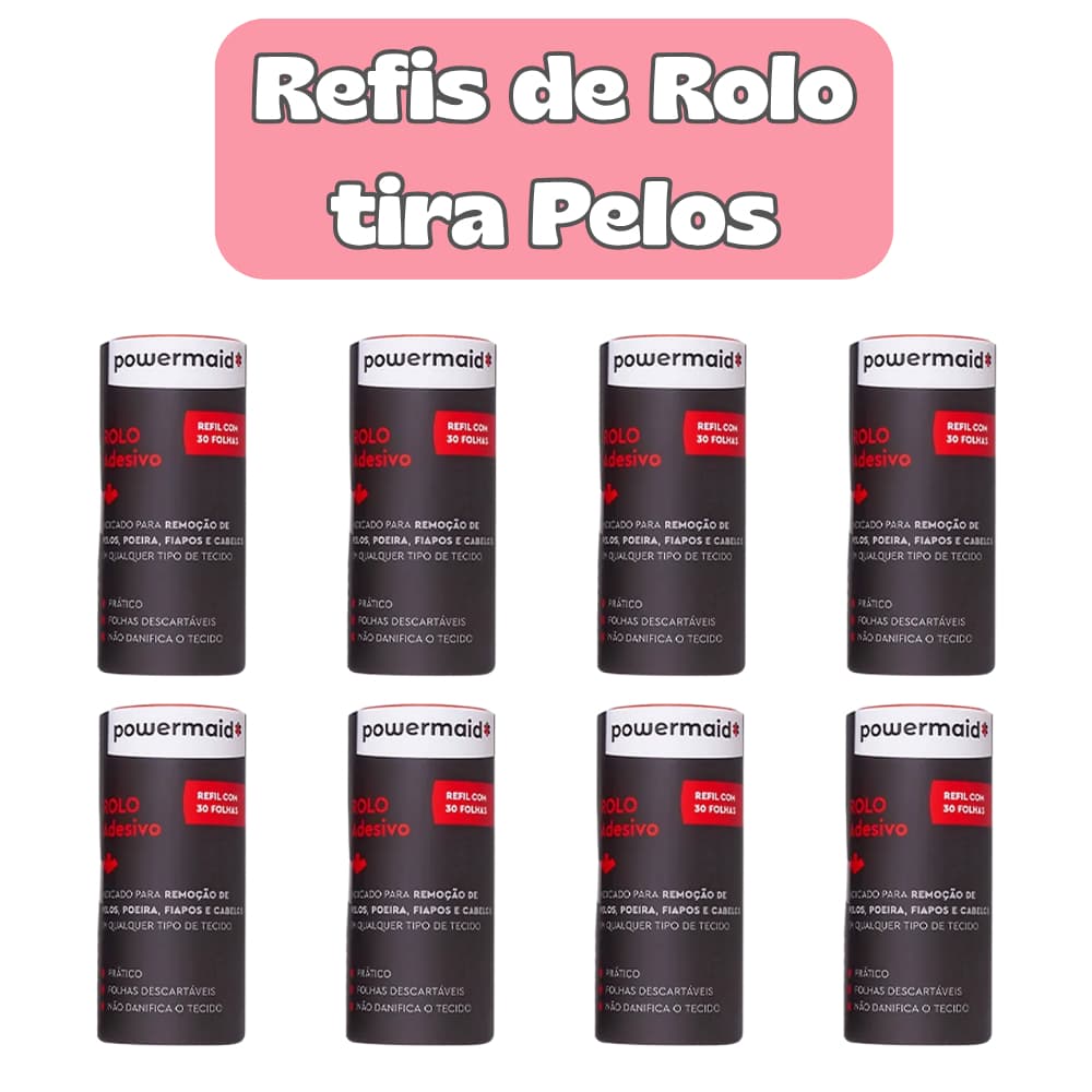 Refil Rolo Tira Pelos E Fiapos Roupas Sofá Pet 30 Folhas Adesivas - Kit Com 1, 2, 3 ou 4 Unidades