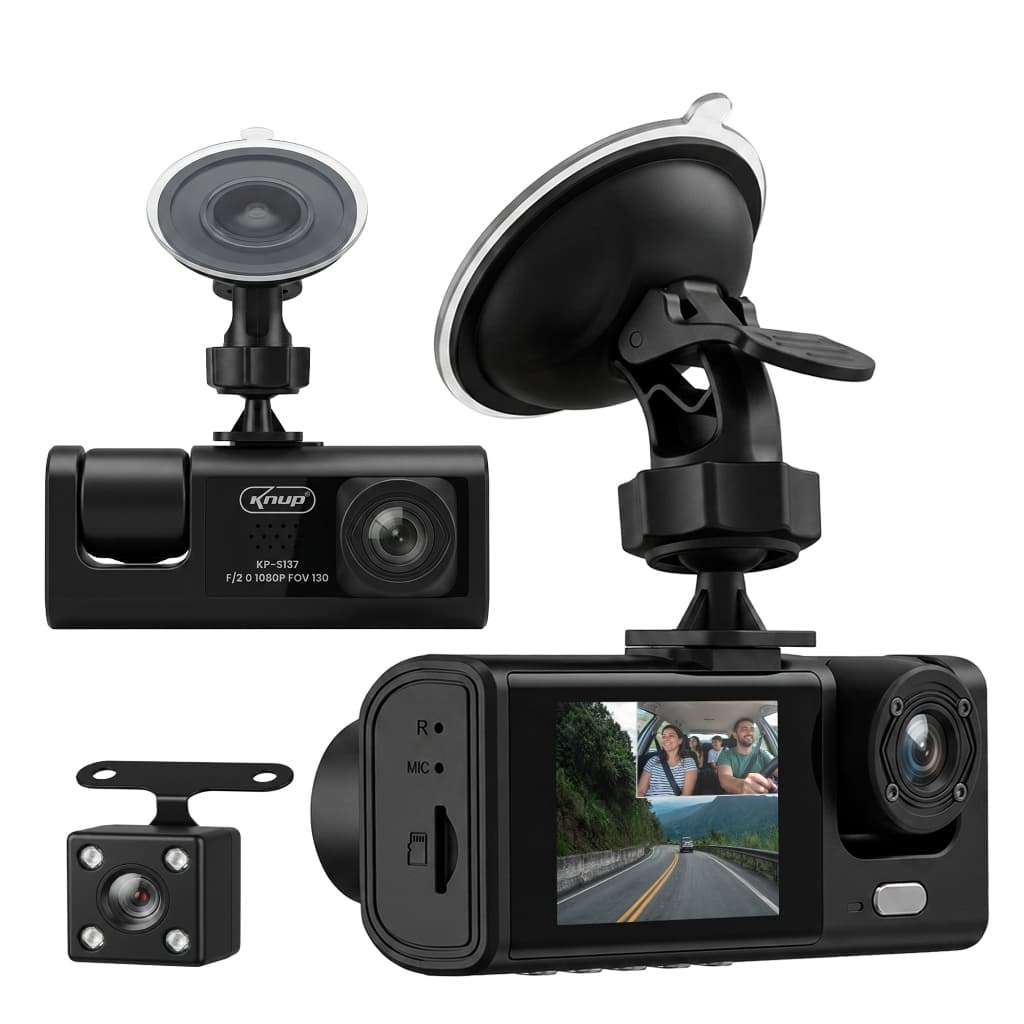 Câmera Veicular 3 Câmeras Full HD 1080P Tela IPS 2” Visão 140°
