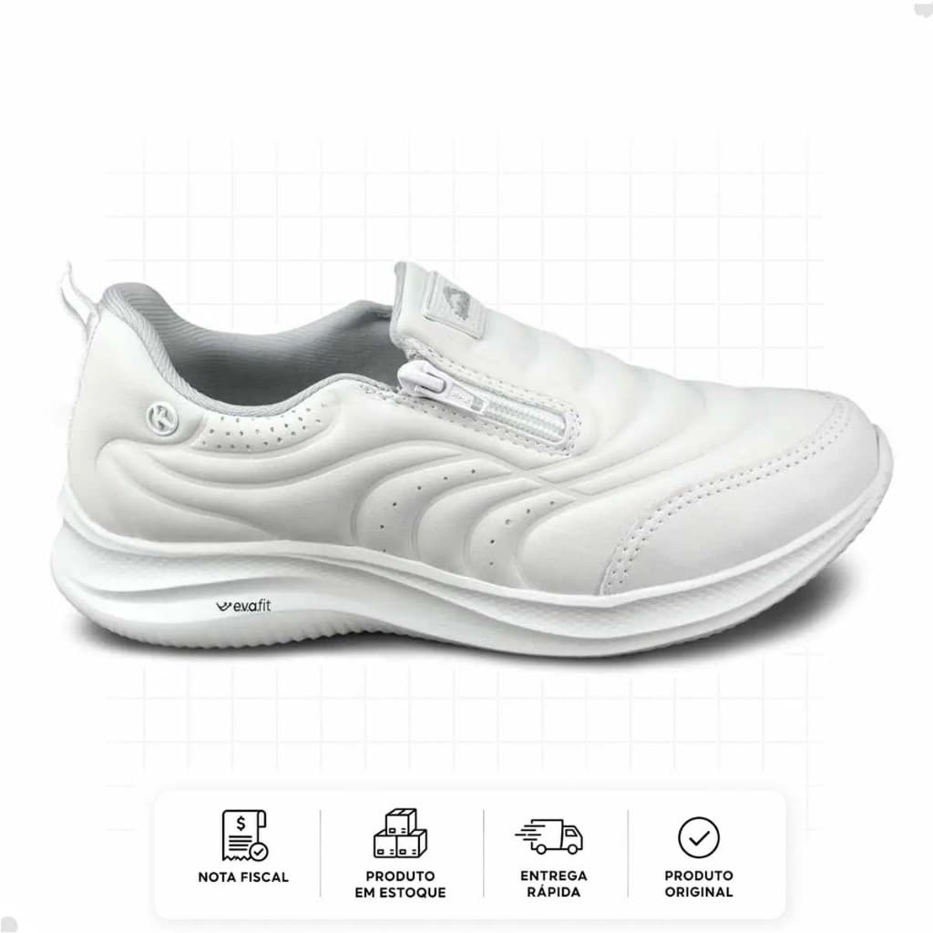 Tênis Feminino Kolosh Confortável Macio Ziper Envio Rápido