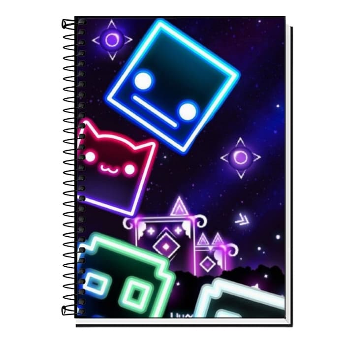 Caderno Geometry Dash Gamer | Caderno Escolar | Caderno Universitário | Papelaria Geek | Divisórias