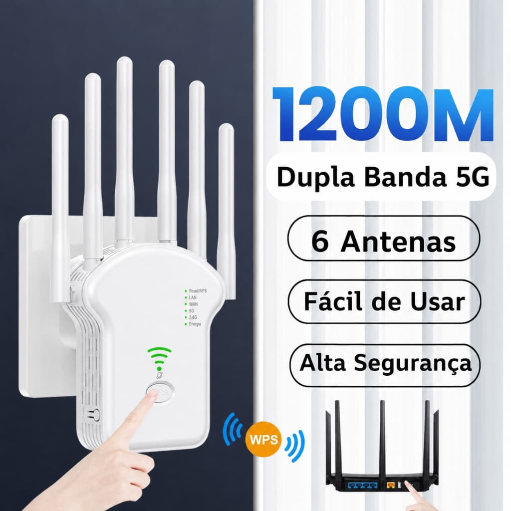 Repetidor Wifi 2800m 6 Antenas Roteador Amplificador De Sinal Modem 300MBPS FLUX