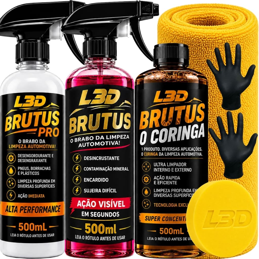 Kit Desengraxante Automotivo Desincrustante Motos e Carros  L3D Lataria Vidro  Motor Farol Escapamentos