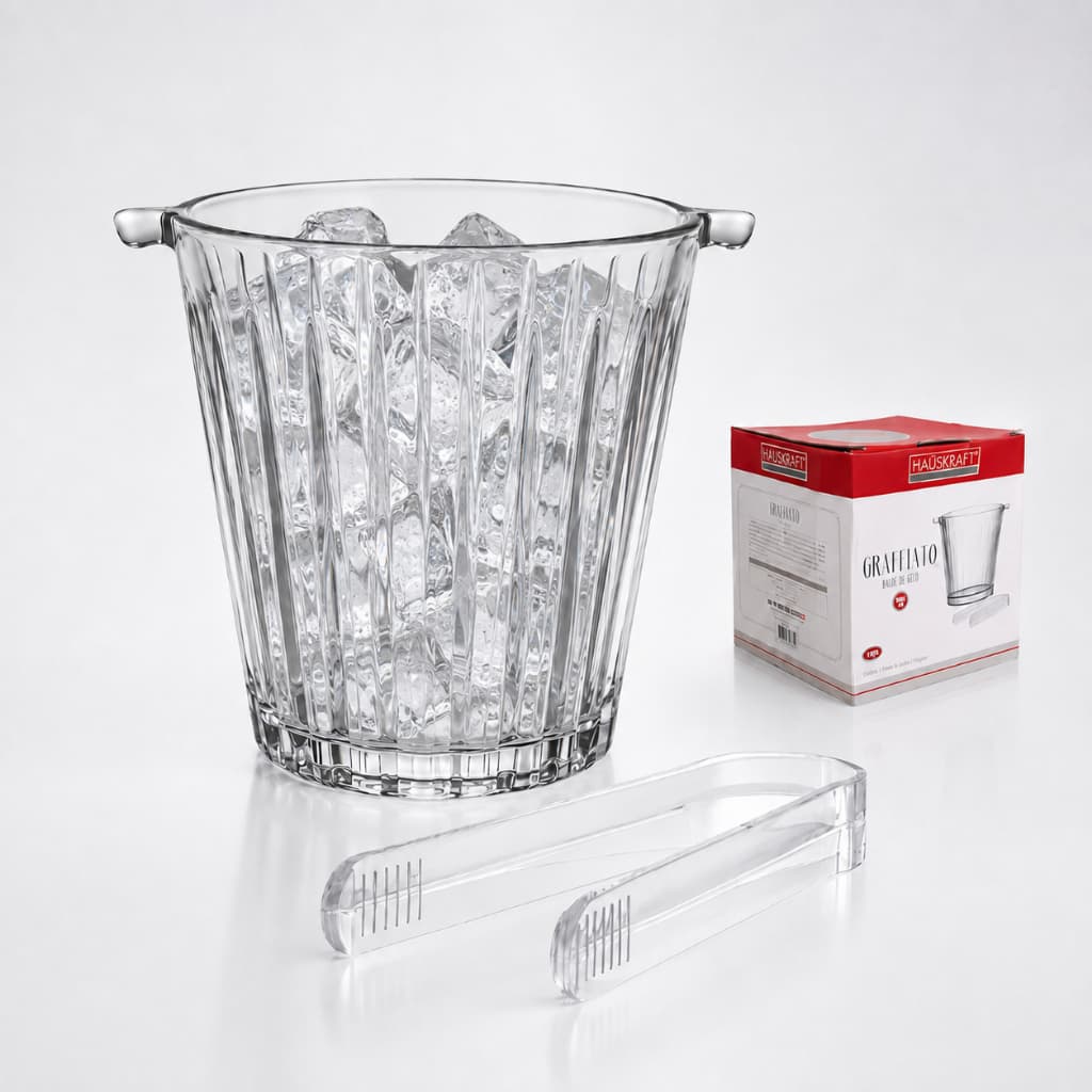 Balde De Gelo Em Vidro Bebida Cerveja Verão Melina Com Pegador Plástico 880ml Multiuso