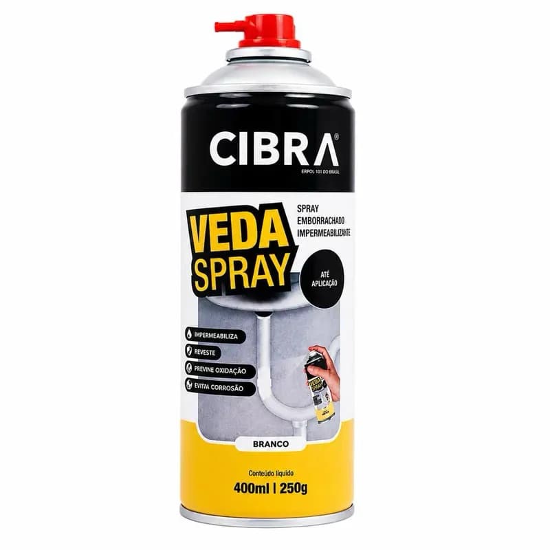 Borracha Líquida Spray Cibra 400ml 235g Impermeabilizante Vedação Preto Branco Transparente