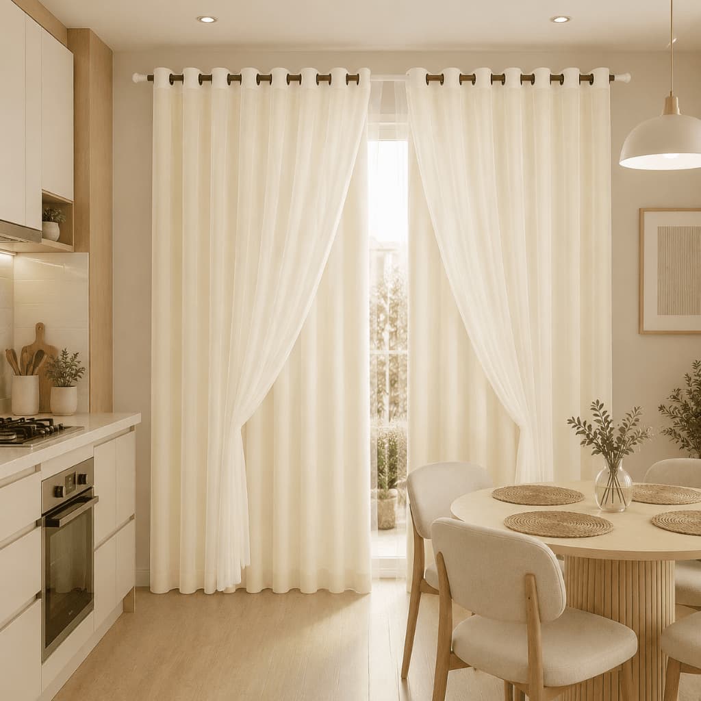 Cortina MADRI LUXO 3,00 x 2,50 com VOIL Branco -  Quarto, Sala, Escritório, Janela, Decoração