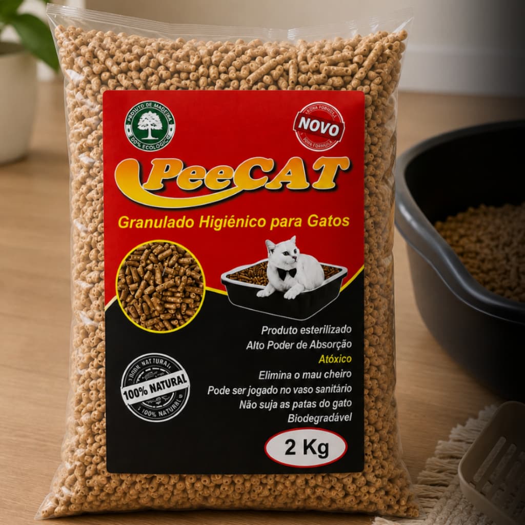 Areia Para Gatos 2 Kg 100% Natural Biodegradável Não Suja As Patas