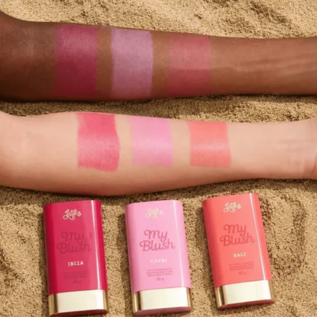 Latika My Blush Maquiagem Bastão 20g Original Capri Bali Ibiza Rosa Claro e Escuro