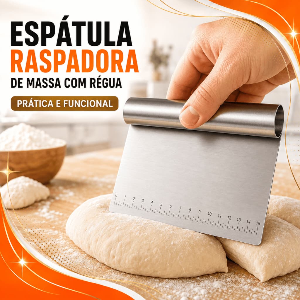 Raspador Em Inox Espátula Cortador De Massas Chocolates Pão Com Régua Medidas Marcação A Laser