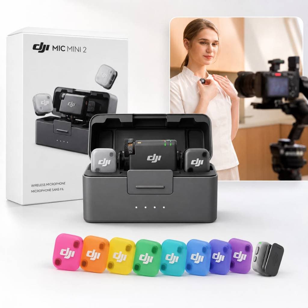 Microfone DJI Mic Mini 2 (2 TX Microfone + 1 RX Receptor + 1 Case de carregamento) BR - DJI143