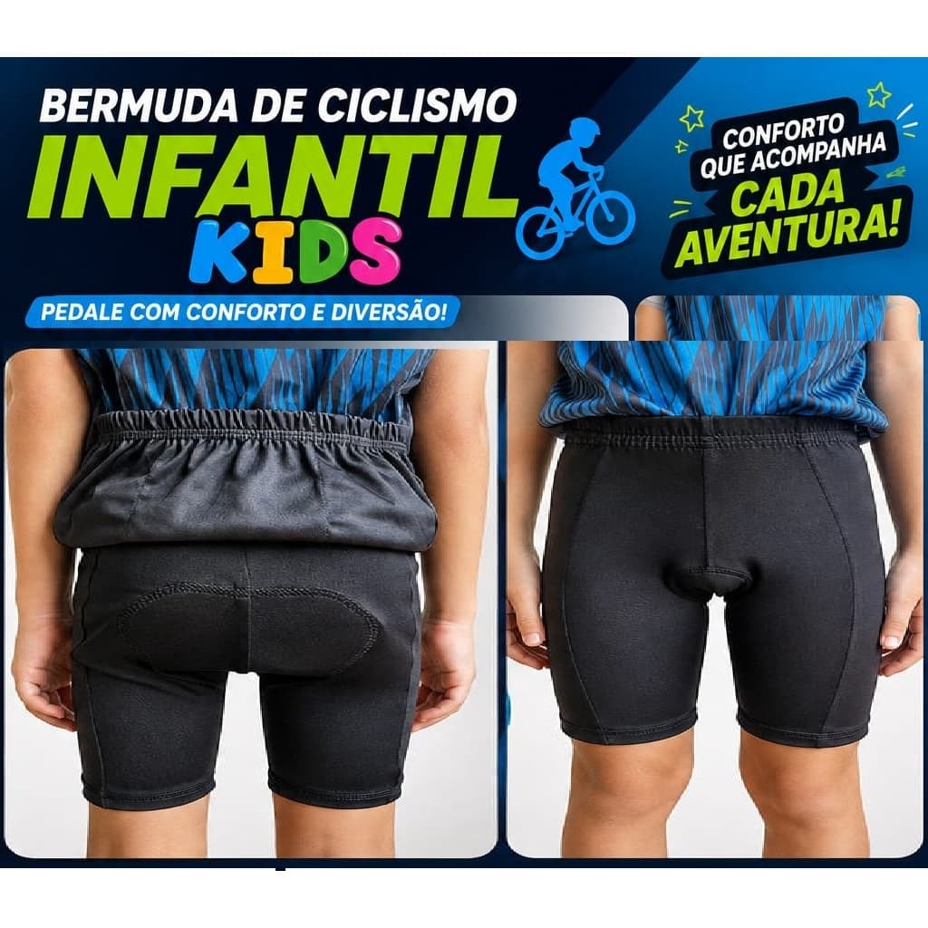 Bermuda de ciclismo Infantil Short Bike Be Fast ciclista Kids crianças Pedalar Bicicleta