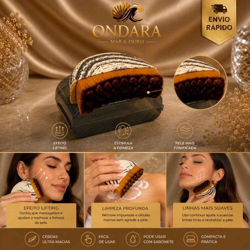 Escova Facial Manual Efeito Lifting Massageadora Limpeza Profunda Tonificante para Rosto