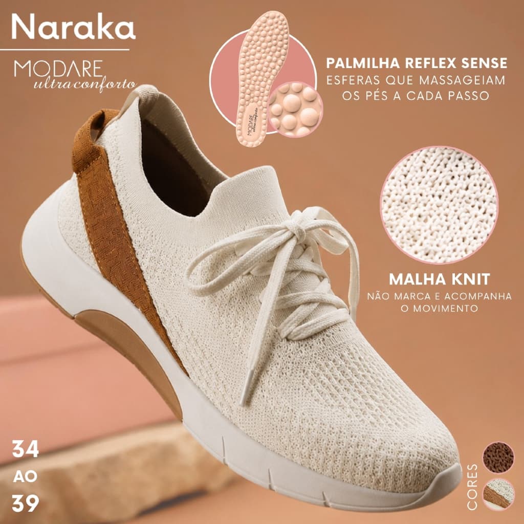 Tênis Feminino Ortopédico Modare Casual Knit Ultraconforto