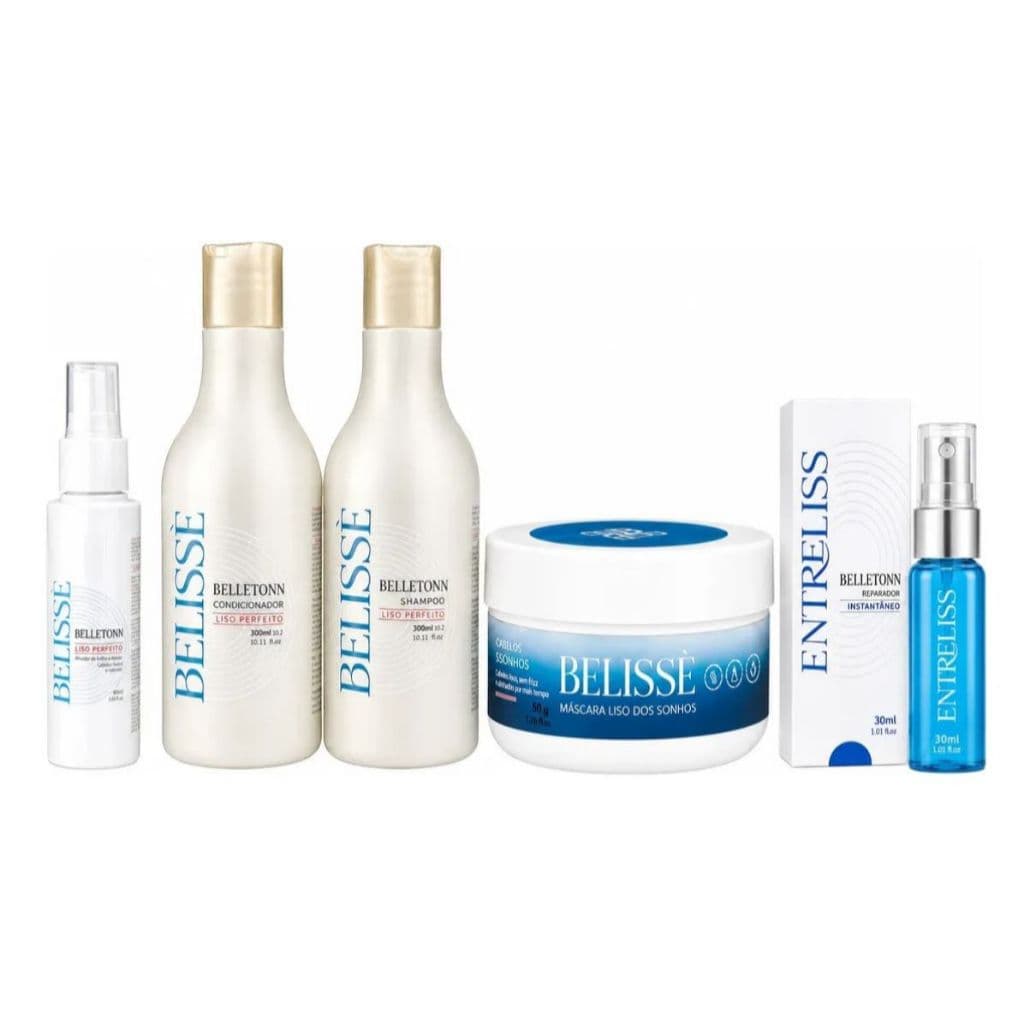 Kit Completo Belletonn Belissè 300ml + Fluído 60 ml + Entreliss 30ml + Máscara 50g