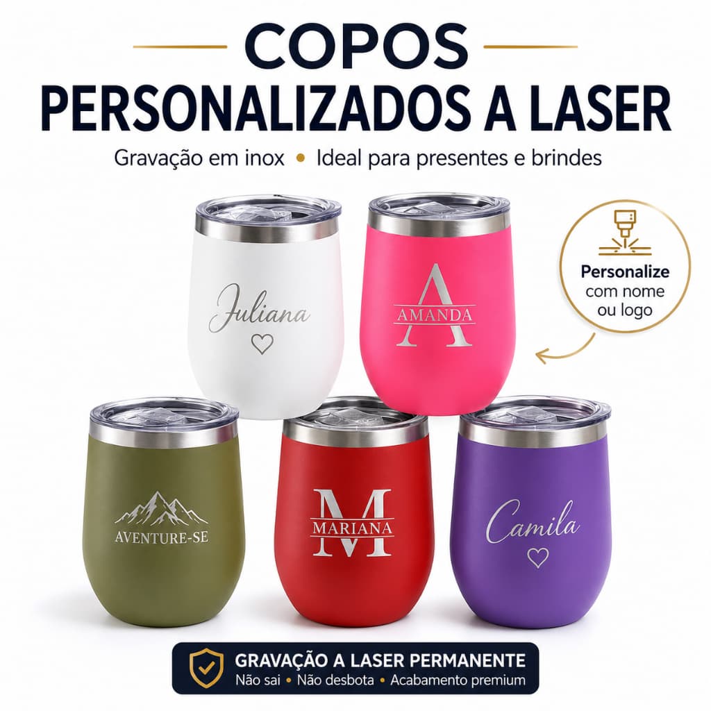 Copo Térmico Cuia Personalizado Nome Logo Gravação a Laser Inox Presente Premium