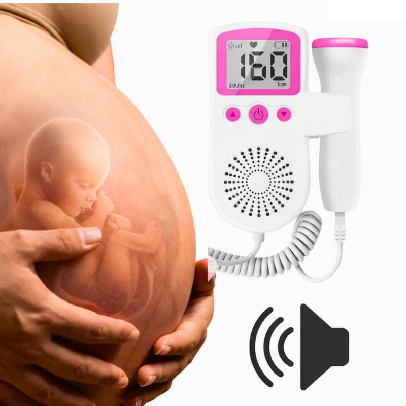 Monitor Fetal Doppler Batimentos Cardíacos LCD Para Gravidez Usou ou Presente Rosa