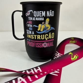 KIT 2, 3, 5 e 7 UNIDADES CANECA DE ALUMÍNIO PERSONALIZADA COM TIRANTE