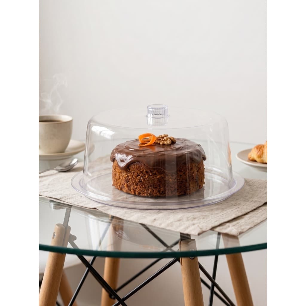 Boleira Com Tampa Acrílica 28cm Transparente Porta Bolo Torta Doces