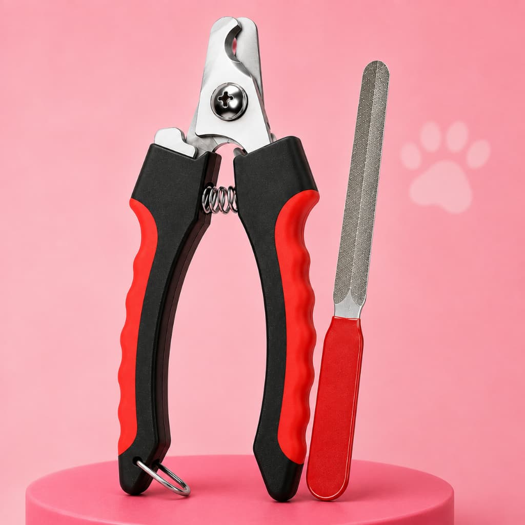 Kit Alicate Cortador de Unhas + Lixa para Cães e Gatos Pet com Trava de Segurança