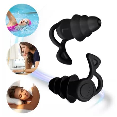 Kit 1 2 4 Protetor Auricular Tampão de Ouvido Abafador Antirruído Silicone 3 Camadas Natacão Dormir