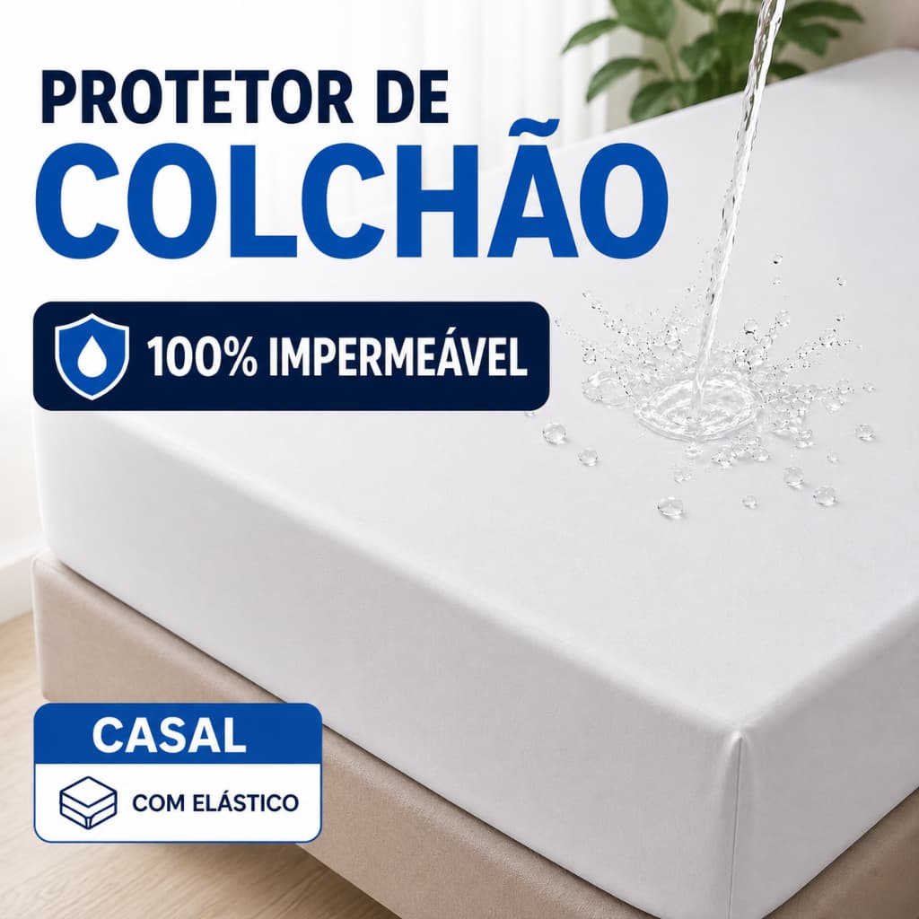 Protetor de Colchão Impermeável com Elástico Cama Casal