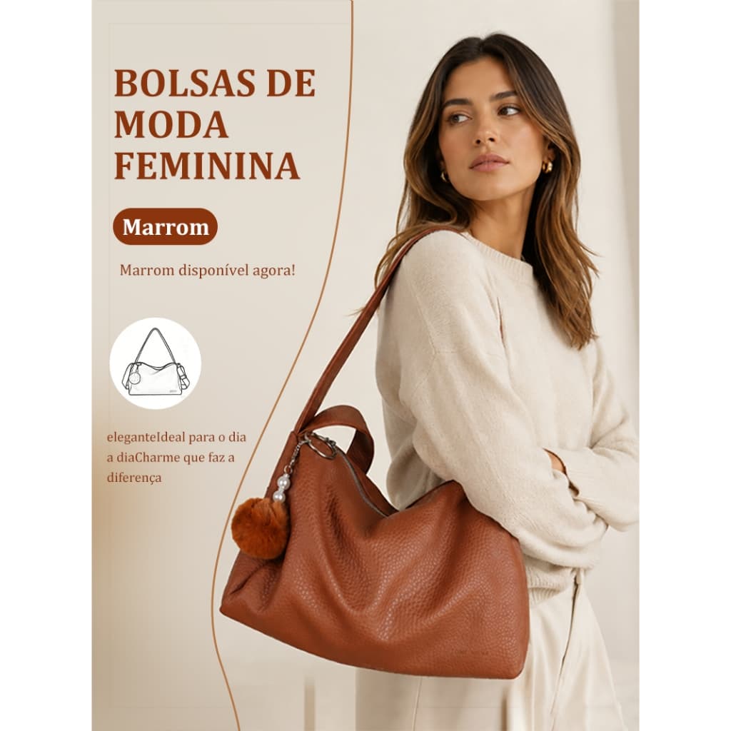 JAMI JAMI Bolsa feminina amplo espaço interno guarda todos os acessórios da rotina diária com muita praticidade   TM9210