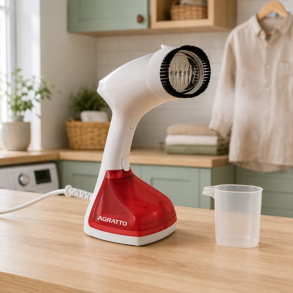 Passadeira a Vapor Agratto Bravo Vermelha Portátil Compacta Ergonômica Roupas Cabide Vertical 220ml