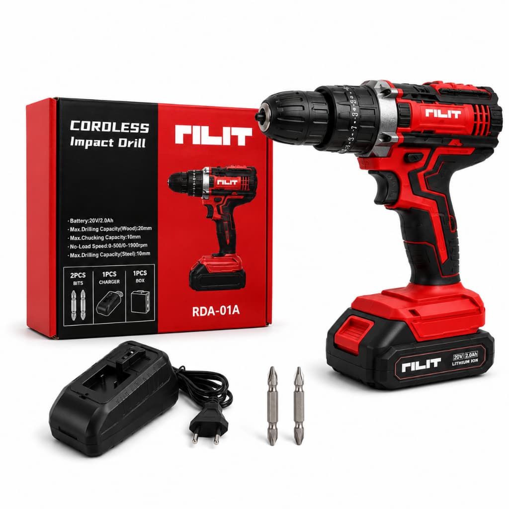 Parafusadeira Furadeira de Impacto 20V Rilit 1 Bateria + Carregador
