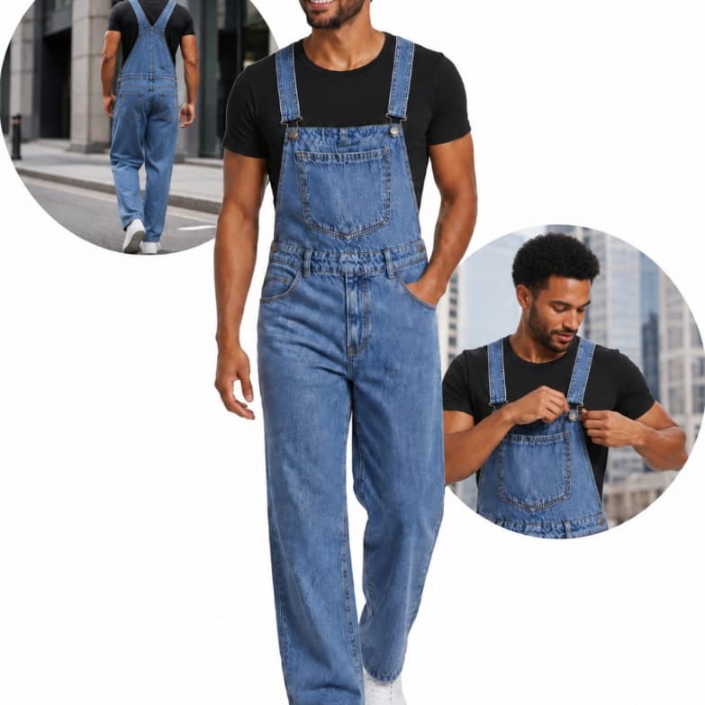 Macacão Jardineira Masculino Jeans Adulto Qualidade Premium Confortável