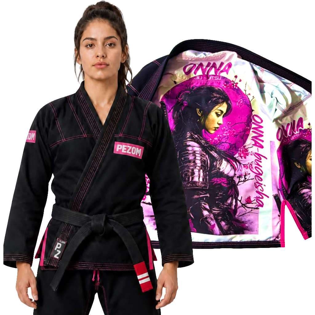 Kimono Jiu Jitsu Trançado 100% Forrado ONNA BUGEISHA Pezom e Faixa