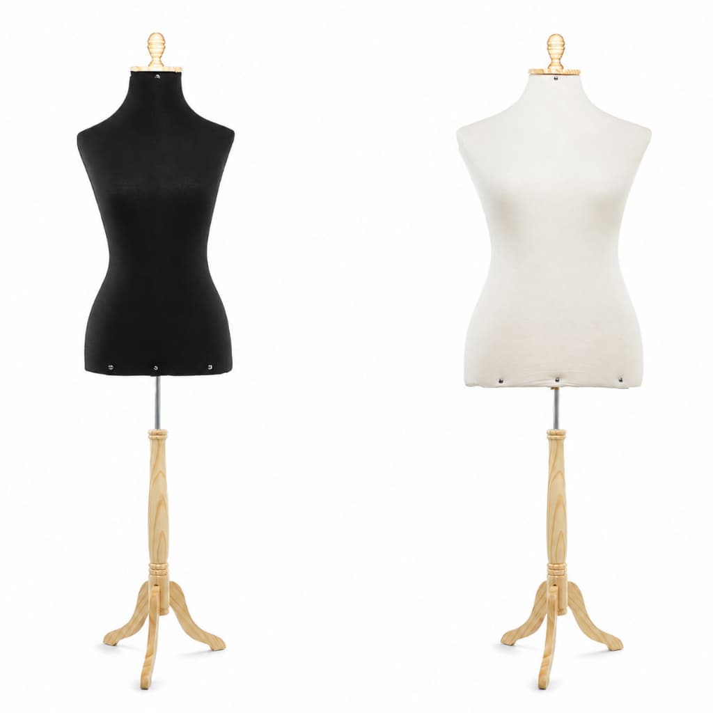 1 Manequim Busto Feminino Forrado Vitrine Loja Confecção Com Pedestal Madeira C/ pino