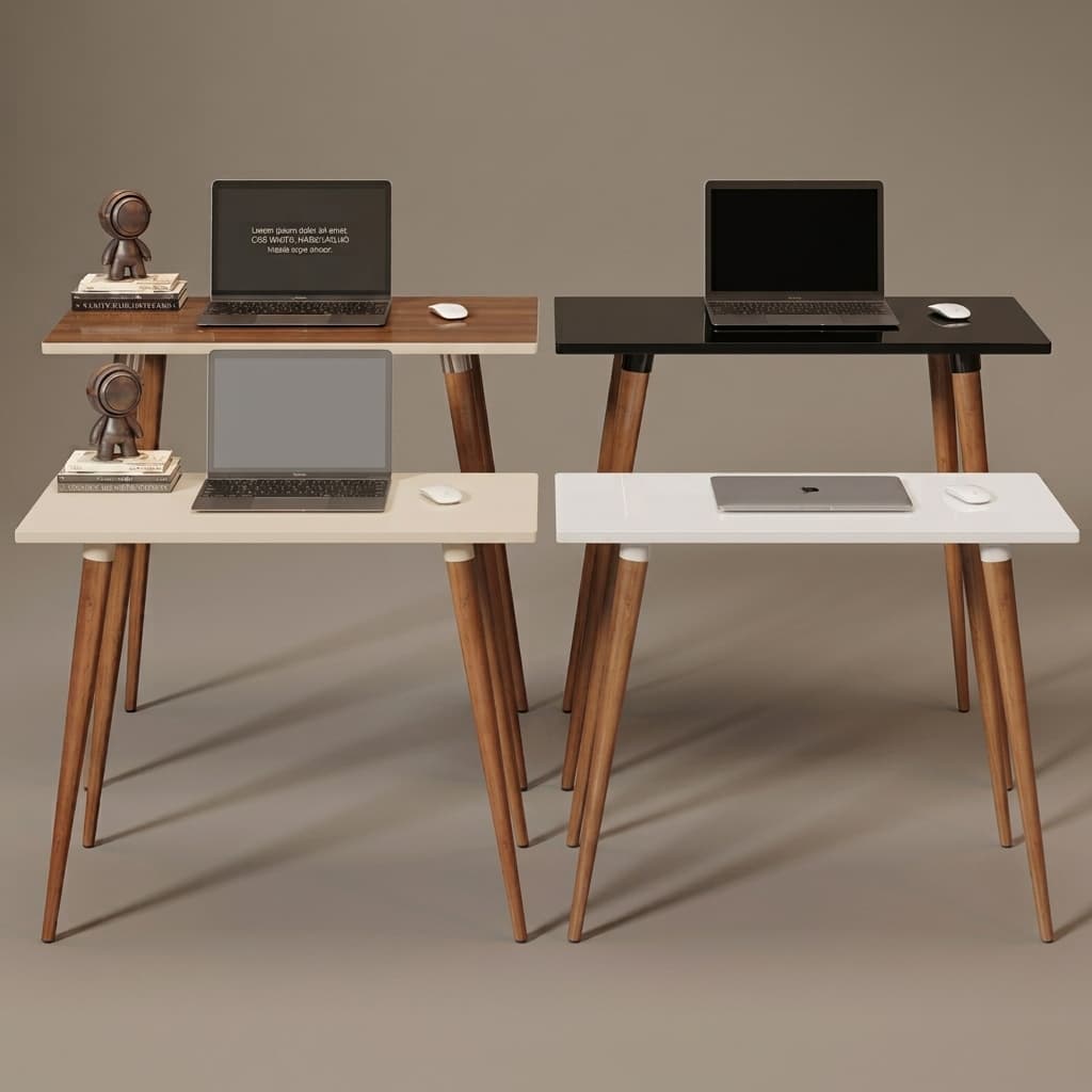 Escrivaninha Pés Palito Mesa Escritório Home Office Tampo MDF Pés Madeira Maciça
