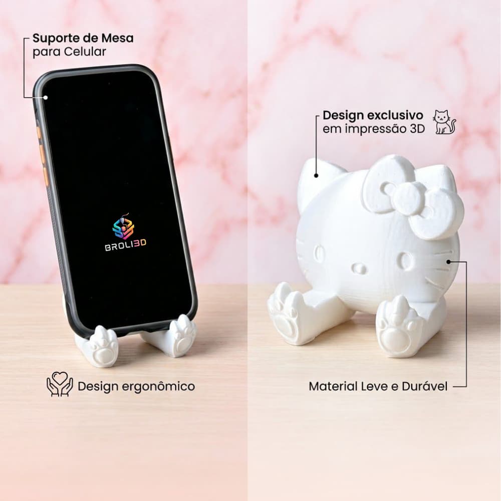 Suporte para Celular de Mesa Inspirado Hello Kitty Decoração