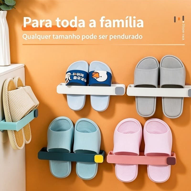 Suporte para Chinelos de Parede Sem Furação, Organizador Multiuso para Banheiro Cozinha, Impermeável