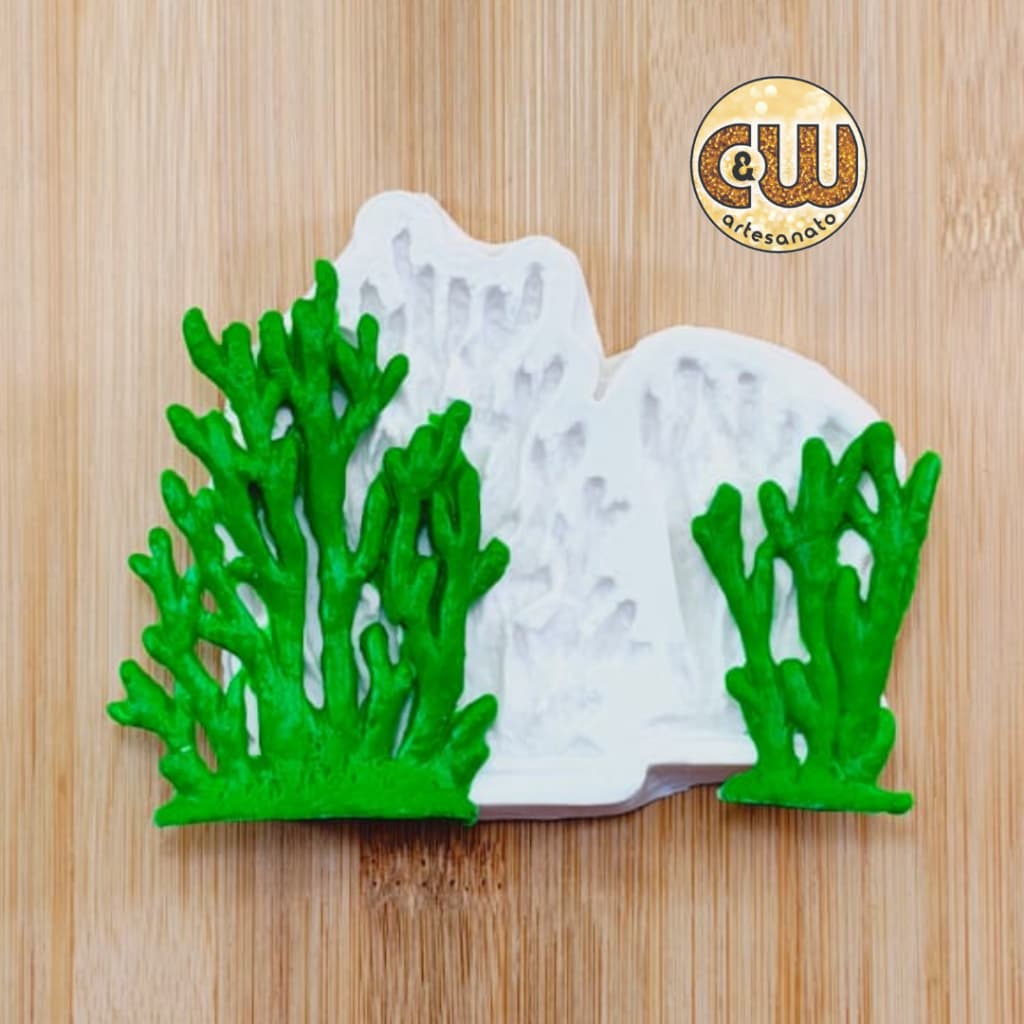 Molde de Silicone Alga Marinha com 2 Fundo do Mar Confeitaria e Artesanato
