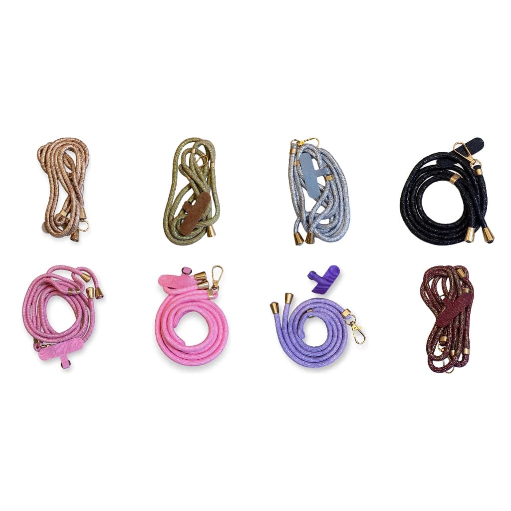 Corda Alça Transversal Glitter Premium para Celular - Universal Ajustável - 8 Cores com Brilho
