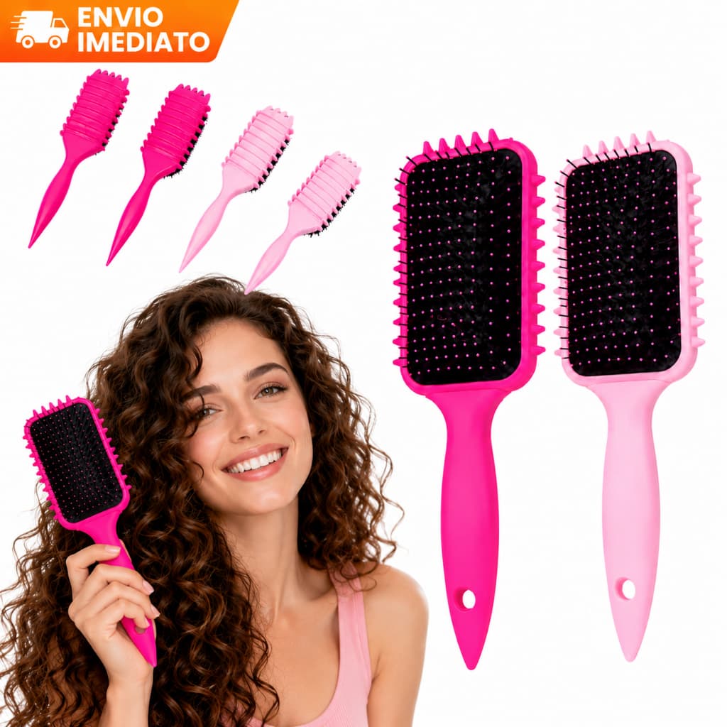 Escova Wave Onda Finalizadora Define Cachos Cabelo Cacheado Crespo Ondulado Fitagem Modeladora Desembaraça Profissional