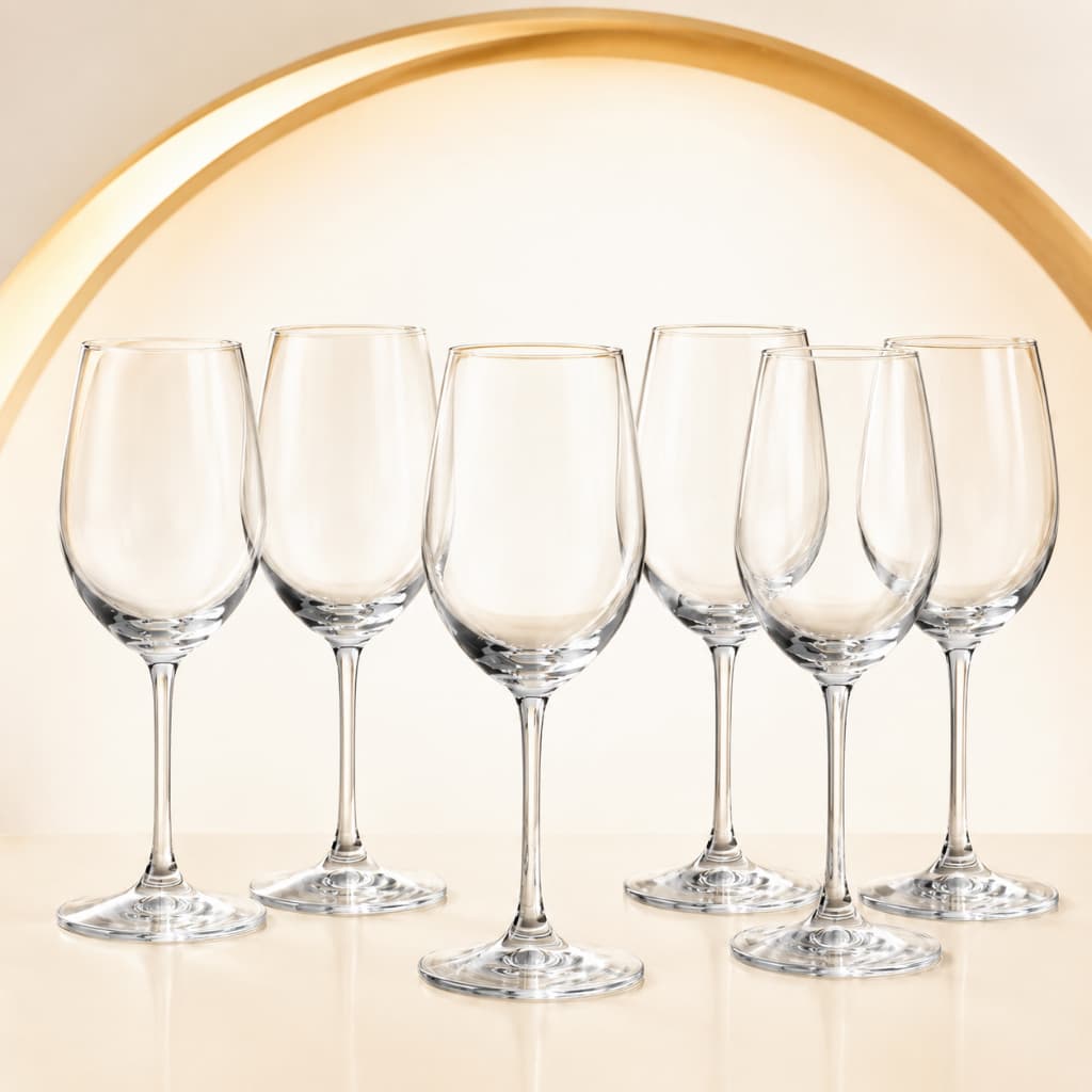 Conjunto Taças Cristal Jogo 6 Unidades Vidro Transparente Luxo Elegante