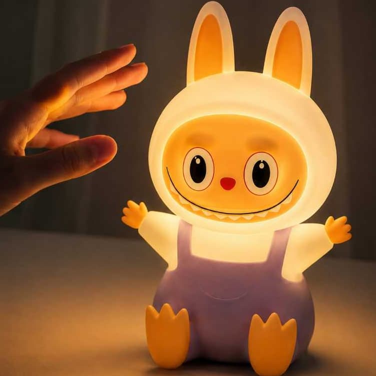 Luminária Labubu de Silicone LED Recarregável USB-C com Toque – Luz Noturna
