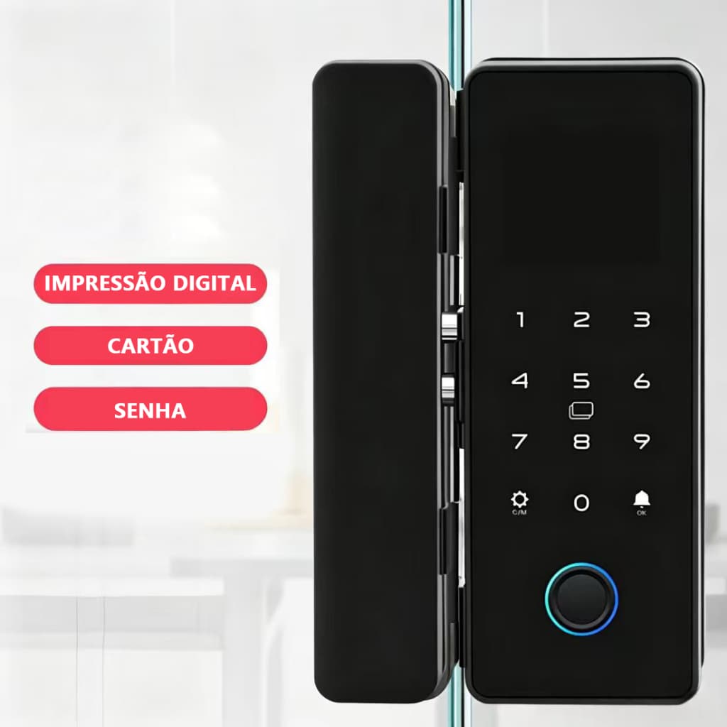 Fechadura Biometrica à Prova d'Água 3 em 1: Digital, Senha e Cartão, Ideal para Portas de Madeira-M4