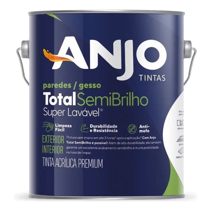 Tinta Acrílica Anjo Premium Semibrilho para Interiores e Exteriores, 3.6 L