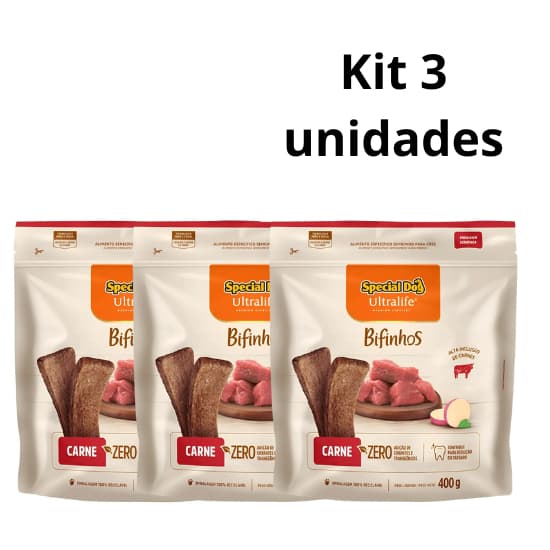 Kit Special Dog Ultralife Bifinho Para Cães Sabor Carne 400g