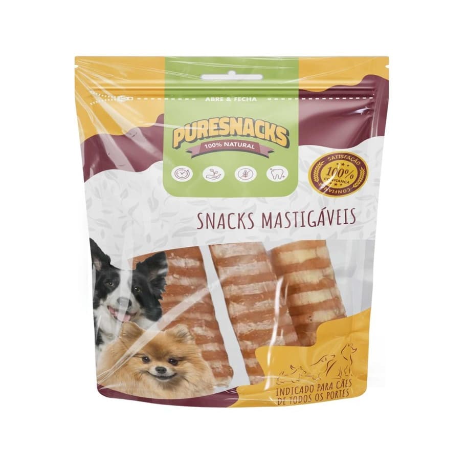 Petisco Para Cachorro Bovino Com 3un Canelone Defumado 100% Natural Puresnacks